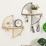Modern simple and creative half circle rectangular wall shelf multi-function hook home bedroom wall decoration storage rack